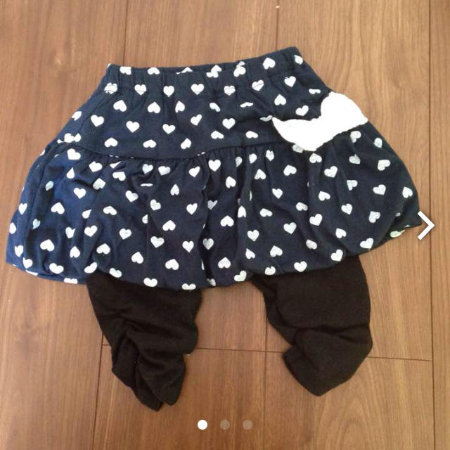 しまむら(シマムラ)のハート水玉柄 スカート付きズボン レギンス キッズ/ベビー/マタニティのベビー服(~85cm)(パンツ)の商品写真
