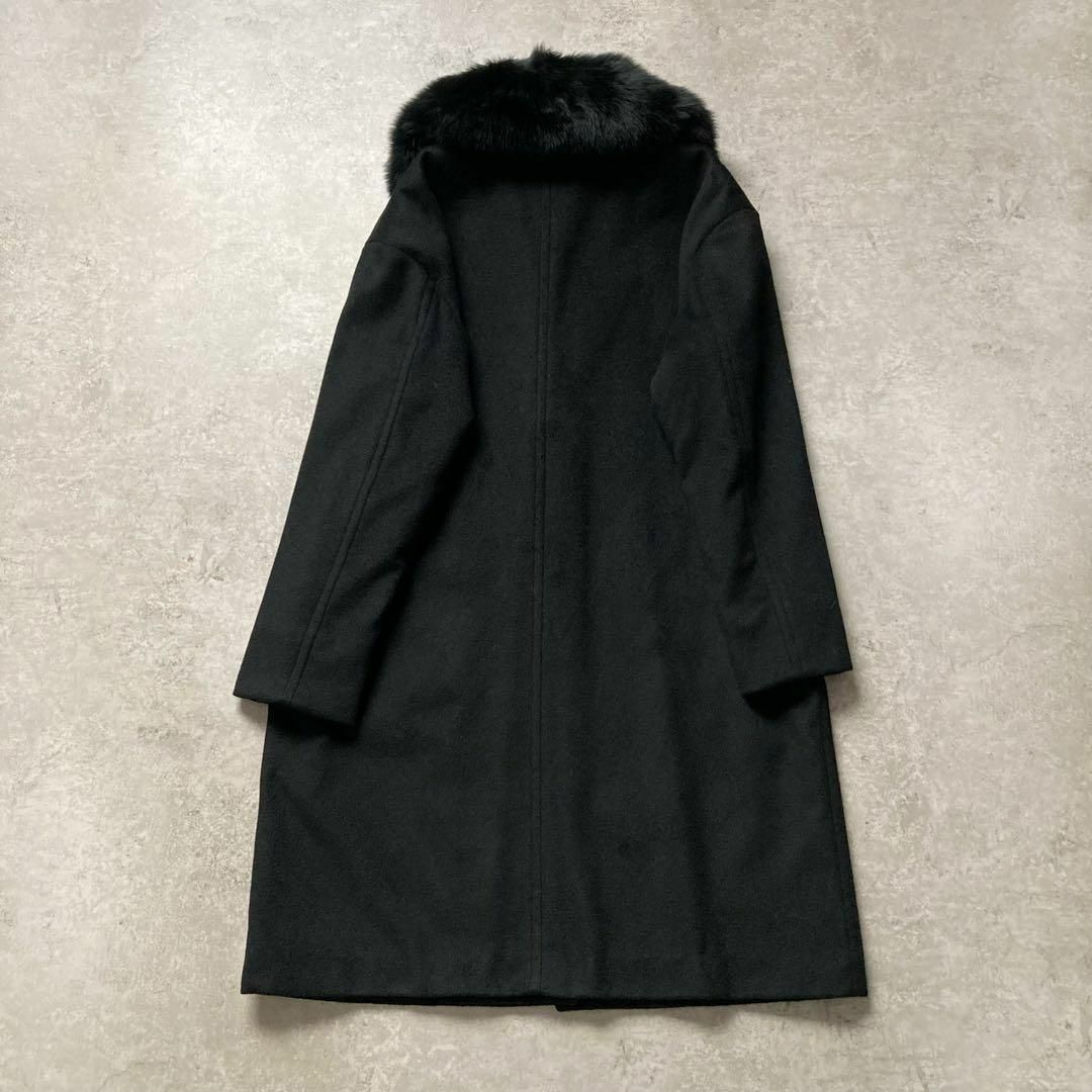 極美品　カシミヤ　100% 黒　ファー付き　チェスターコート フォックスファー 極美品 カシミヤ 100% 黒 ファー付き チェスターコート