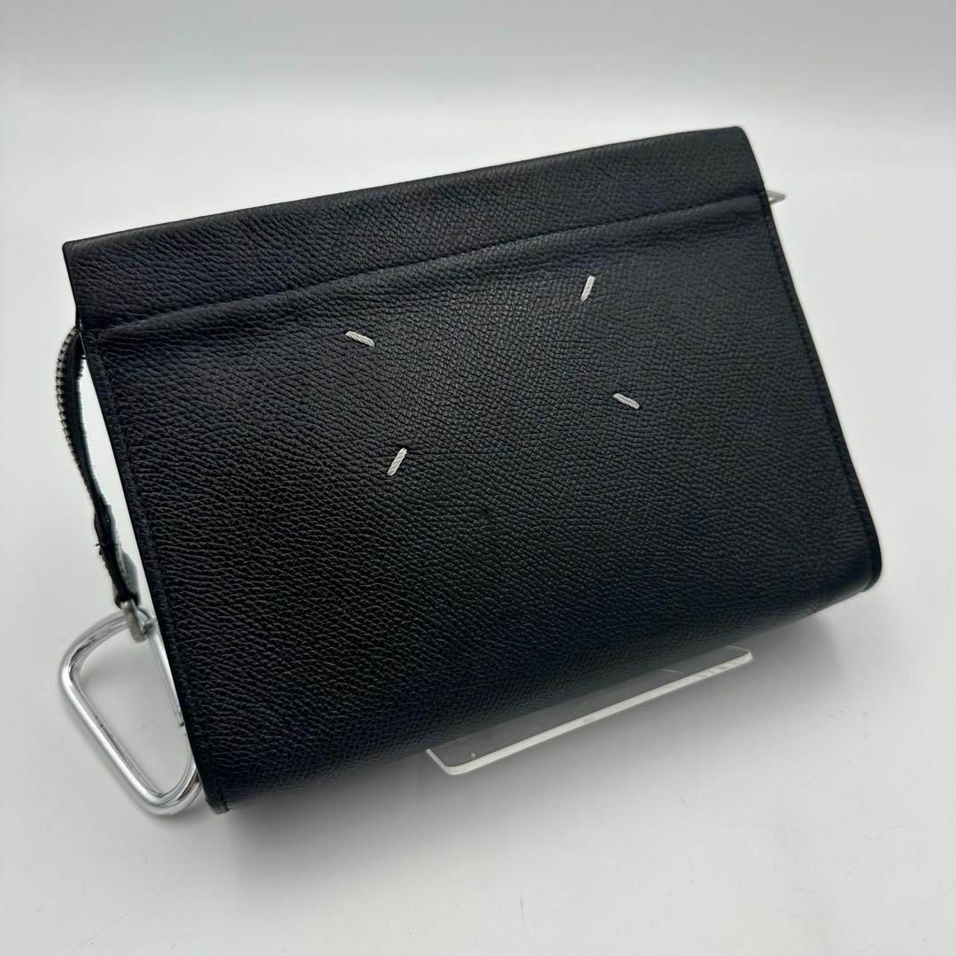 美品✨ Maison Margiela クラッチバッグ ポーチ ステッチロゴ 黒 美品✨ Maison Margiela クラッチバッグ ポーチ ステッチロゴ 黒