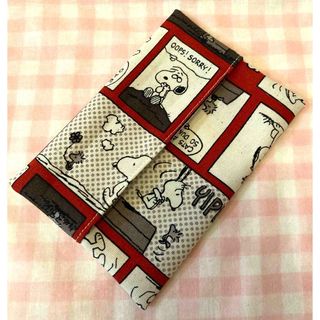 スヌーピー柄☆ハンドメイド☆ポケットティッシュカバー☆コミックレッド(その他)