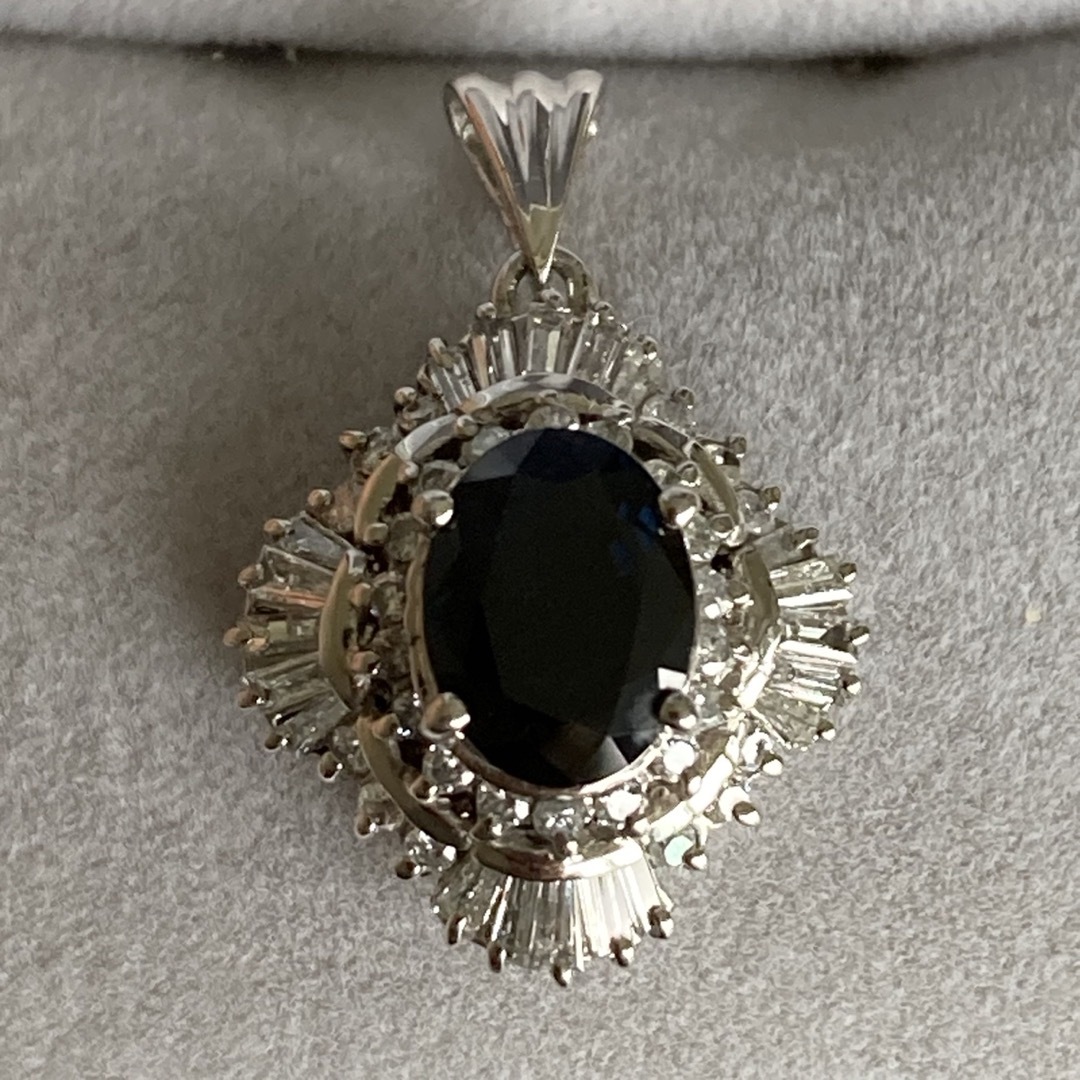 Pt900　1.64ct サファイア　ダイヤモンドネックレストップ