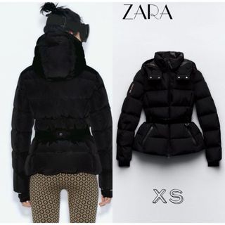ZARA - ザラ ダウンジャケット ファー フード付 無地 アウター ZARA - ザラ ダウンジャケット ファー フード付 無地 アウター