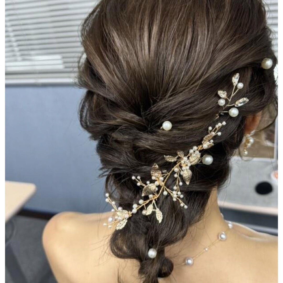 ✳︎ヘッドドレス結婚式ウエディングブライダルゴールドリーフアクセサリー花冠gw ハンドメイドのアクセサリー(ヘアアクセサリー)の商品写真