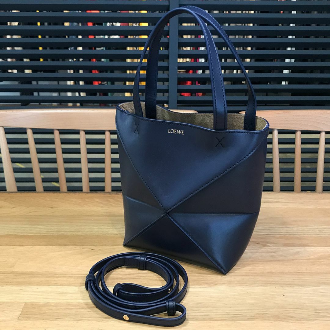 LOEWE - 新品同様 ロエベ 現行 パズルフォルド トート ミニ アビスブルー ネイビー