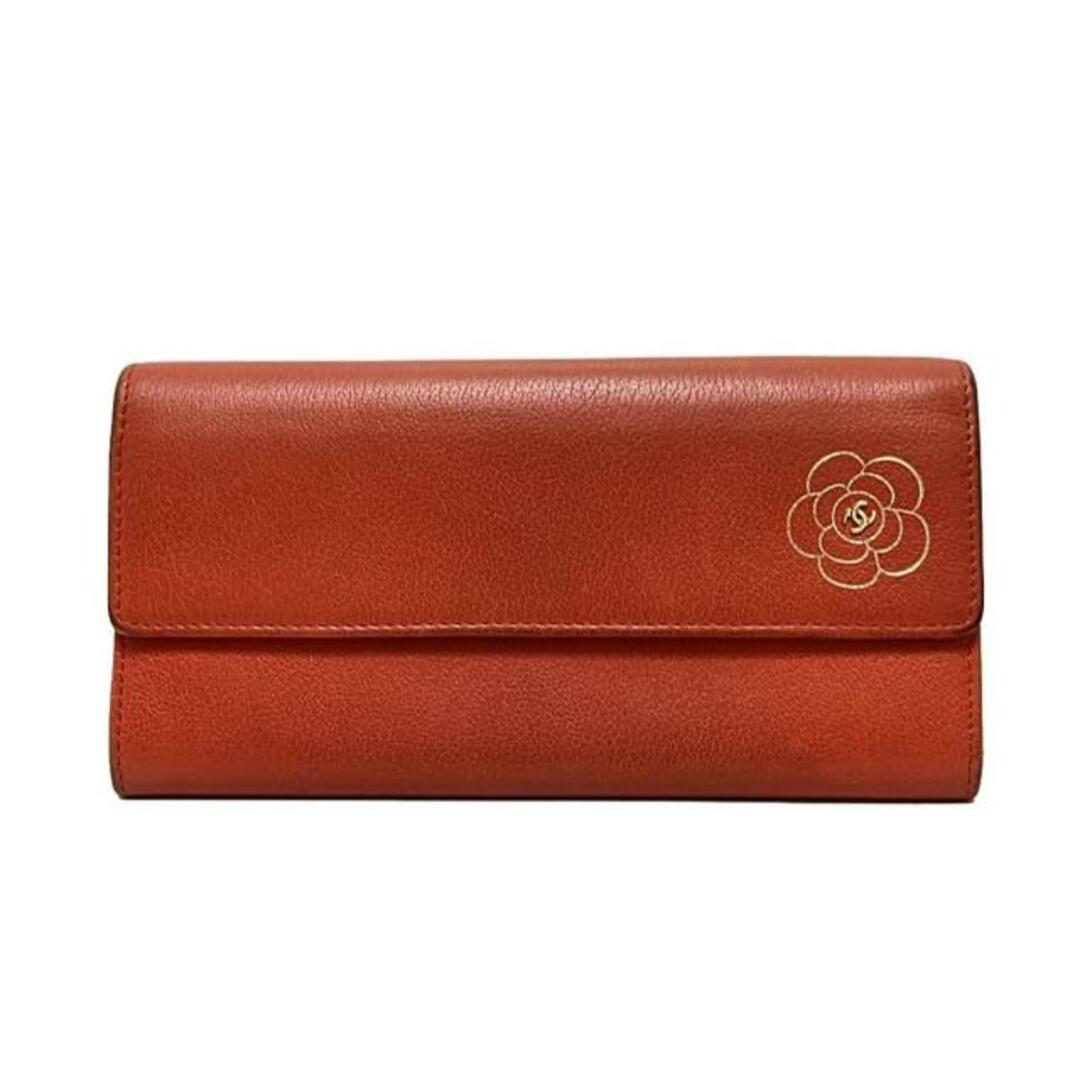CHANEL - CHANEL(シャネル) 長財布 カメリア オレンジ ゴールド CHANEL - CHANEL(シャネル) 長財布 カメリア オレンジ ゴールド