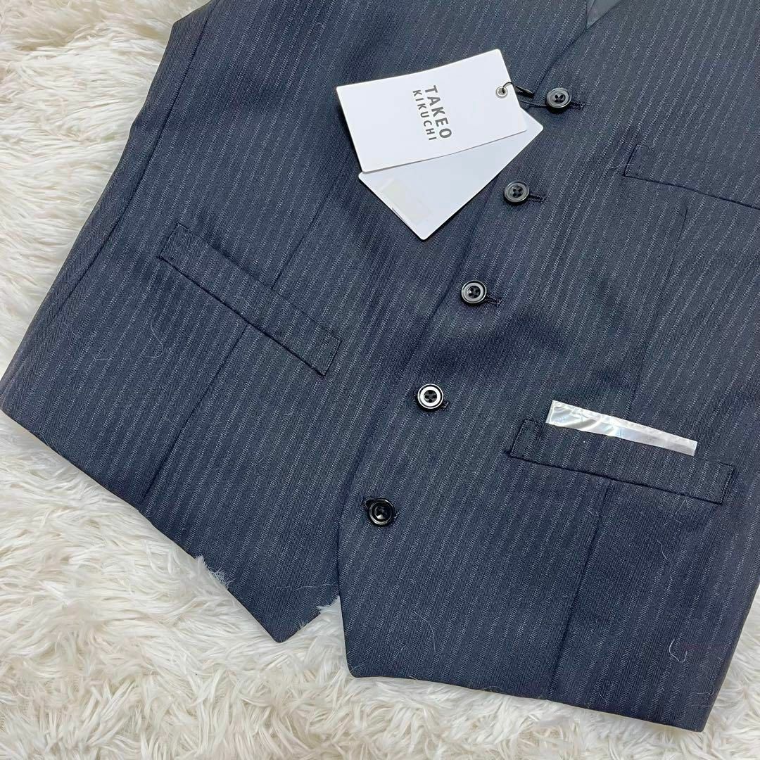 TAKEO KIKUCHI 絣りストライプ ベスト　L 新品タグ付き✨TAKEO KIKUCHI 絣りストライプ ベスト M ブラック