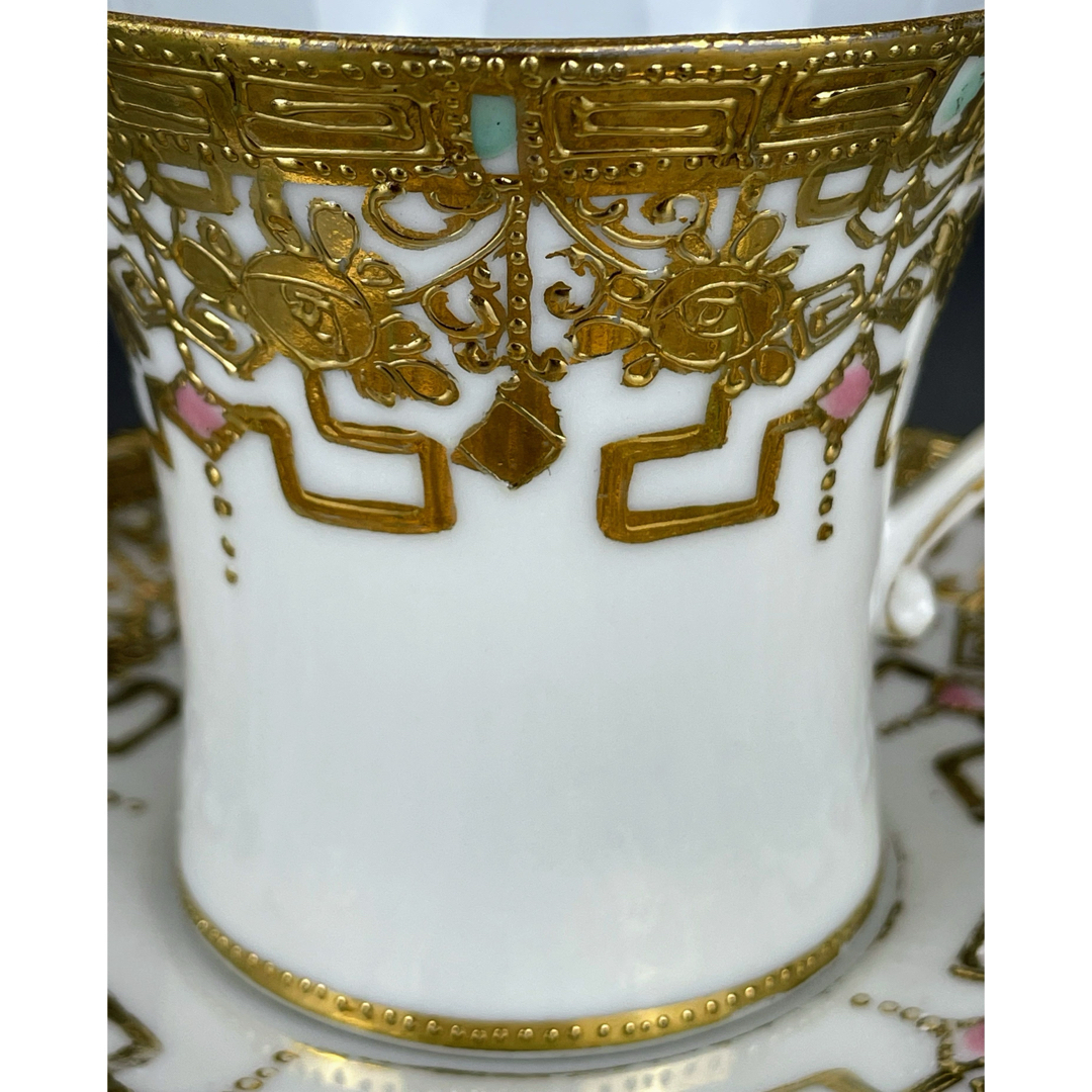 贅沢 オールドニッポン ティーカップ 金盛り アールヌーボー様式 工芸品