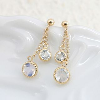 すがすがしい色合いの組み合わせゆれるアクアマリンピアスK10YG(ピアス)