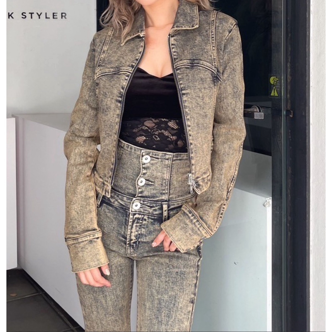 GYDA - GYDA USEDケミカルウォッシュストレッチデニムジャケット GYDA - GYDA USEDケミカルウォッシュストレッチデニムジャケット