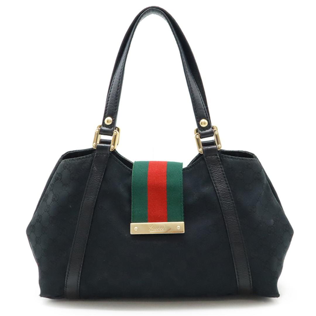 GUCCI - GUCCI グッチ GGキャンバス シェリーライン トートバッグ ショルダーバッグ ショルダートート レザー ブラック 黒 ゴールド金具 211937