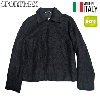 スポーツマックス(SPORTMAX（MAX MARA）)のSPORTMAX ブラック モヘア ジップアップ ブルゾンジャケット(ブルゾン)