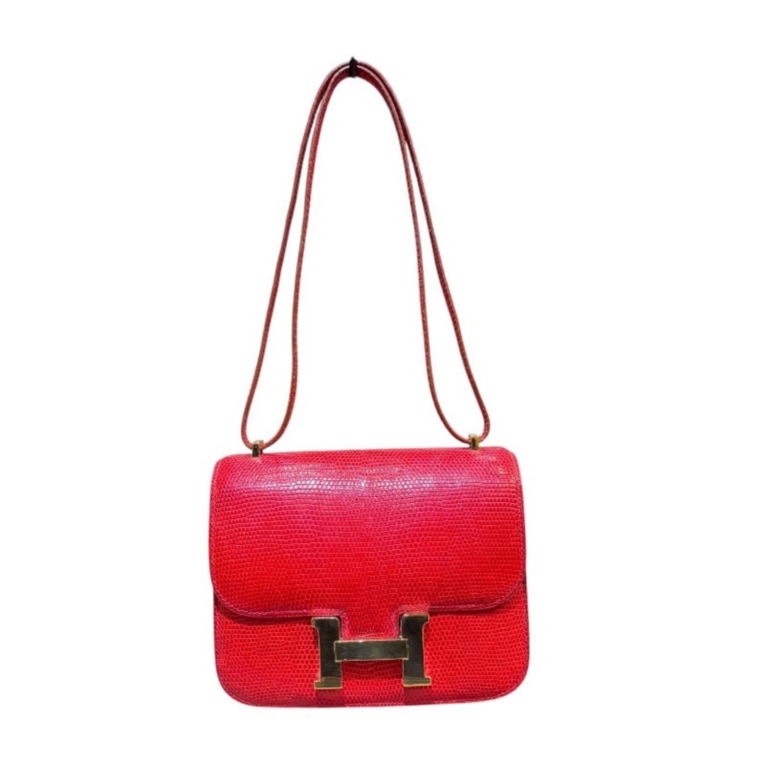 HERMES - 　エルメス HERMES コンスタンス3ミニ □O刻 ルージュモワイヤン　ゴールド金具 リザード レディース ショルダーバッグ