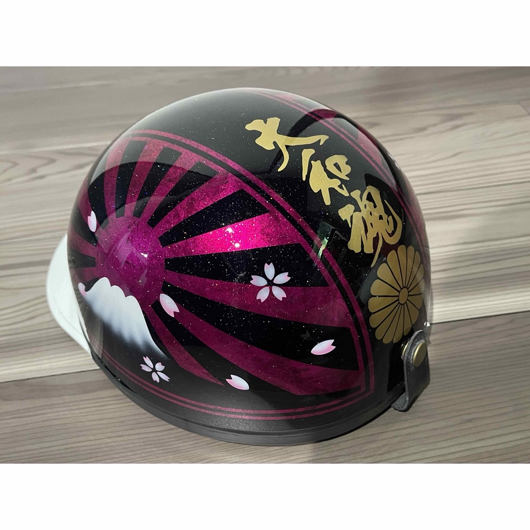 ナイクさま専用 ピンクラメ 富士日章 コルク半 ヘルメット バイク