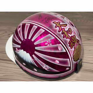 ピンクラメ ラップ塗装 富士日章 コルク半 ヘルメット(ヘルメット/シールド)