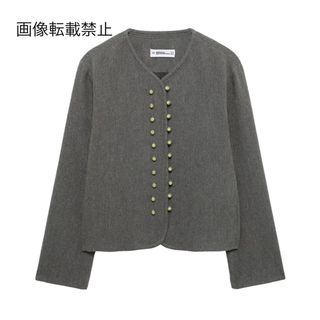 💋2月新作💄16237◆gray グレー ノーカラージャケット(ノーカラージャケット)