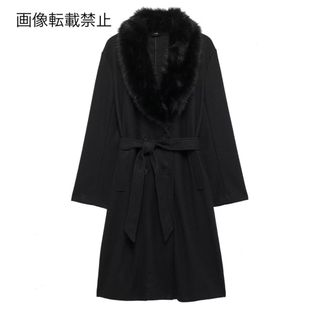 💋2月新作💄16243◆black ブラック ファー ロングコート(ロングコート)