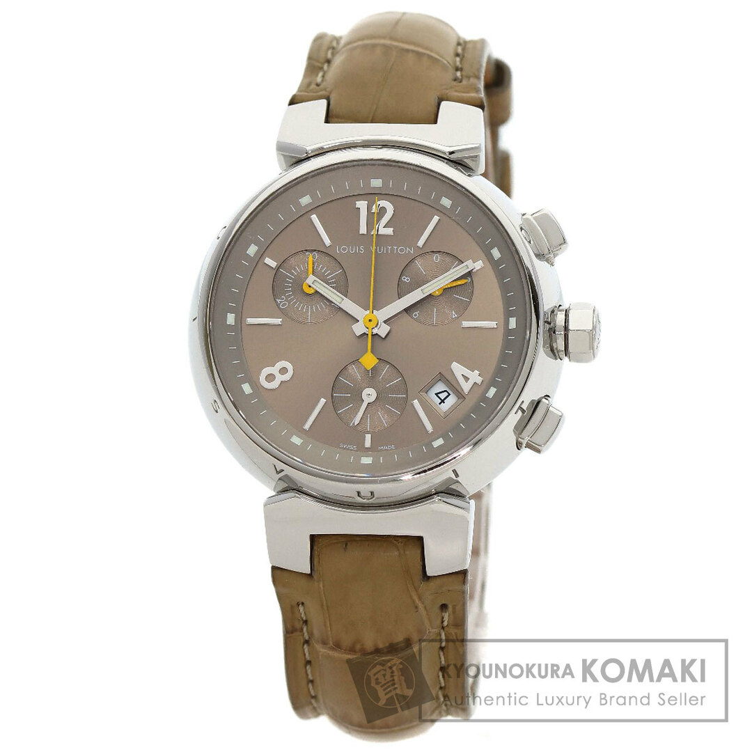 LOUIS VUITTON - LOUIS VUITTON Q1322 タンブール クロノグラフ 腕時計 SS アリゲーター メンズ