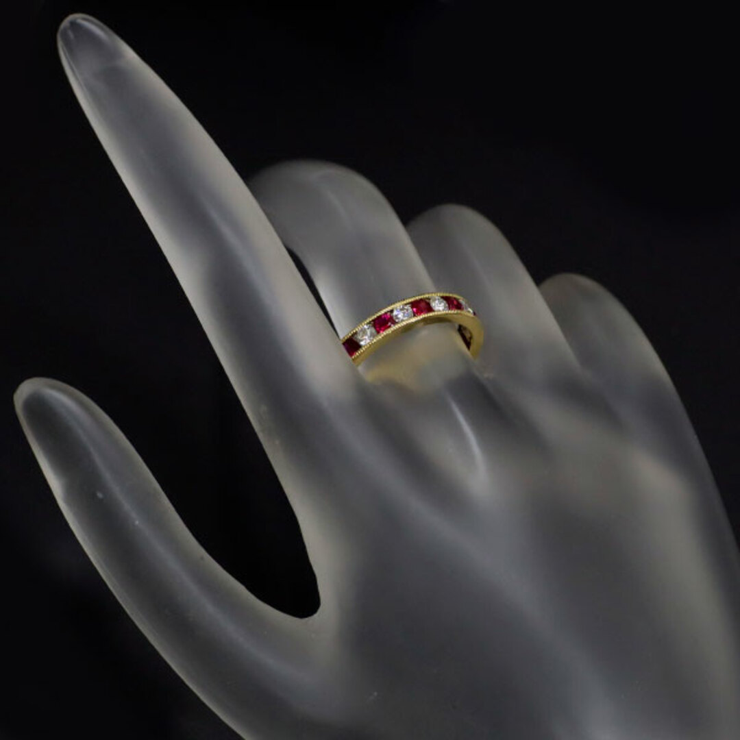 K18YG ルビー ダイヤモンド リング 0.50ct D0.33ct ハーフエタニティ K18YG ルビー ダイヤモンド リング 0.50ct D0.33ct ハーフエタニティ