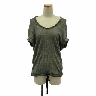 Y's / ワイズヨウジヤマモト | ヘリンボーン カットオフ カットソー | 2 | ブラック/グレージュ | レディース(Tシャツ(半袖/袖なし))