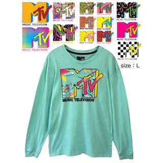 エムティーヴィー(MTV)のMTV　長袖Tシャツ　L　薄緑　USA古着(Tシャツ/カットソー(七分/長袖))