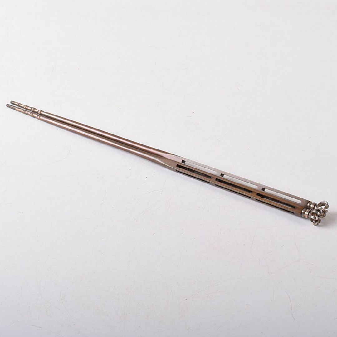 格安SALEスタート！ 金工師 茶道具 木村清五郎（清雲）造 C 共布共箱 火箸 菊頭 銅製 工芸品