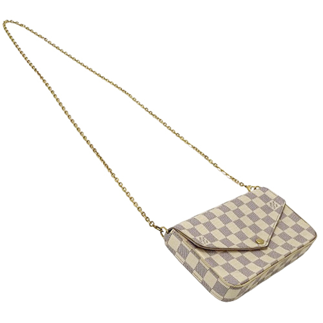 LOUIS VUITTON 】ダミエアズール チェーンハンドバッグ ホワイト LOUIS VUITTON 】ダミエアズール チェーンハンドバッグ ホワイト