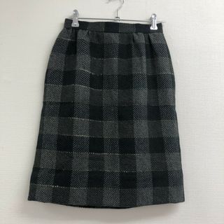 スカート　緑系　サイズ9　ボトムス　チェック柄　毛　レディース　カジュアル　総柄(その他)
