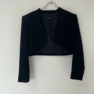 【LOVE LINSON】ジャケット　ノーカラー　ブラック　黒　サイズ11　無地　オケージョン　レディース(ノーカラージャケット)