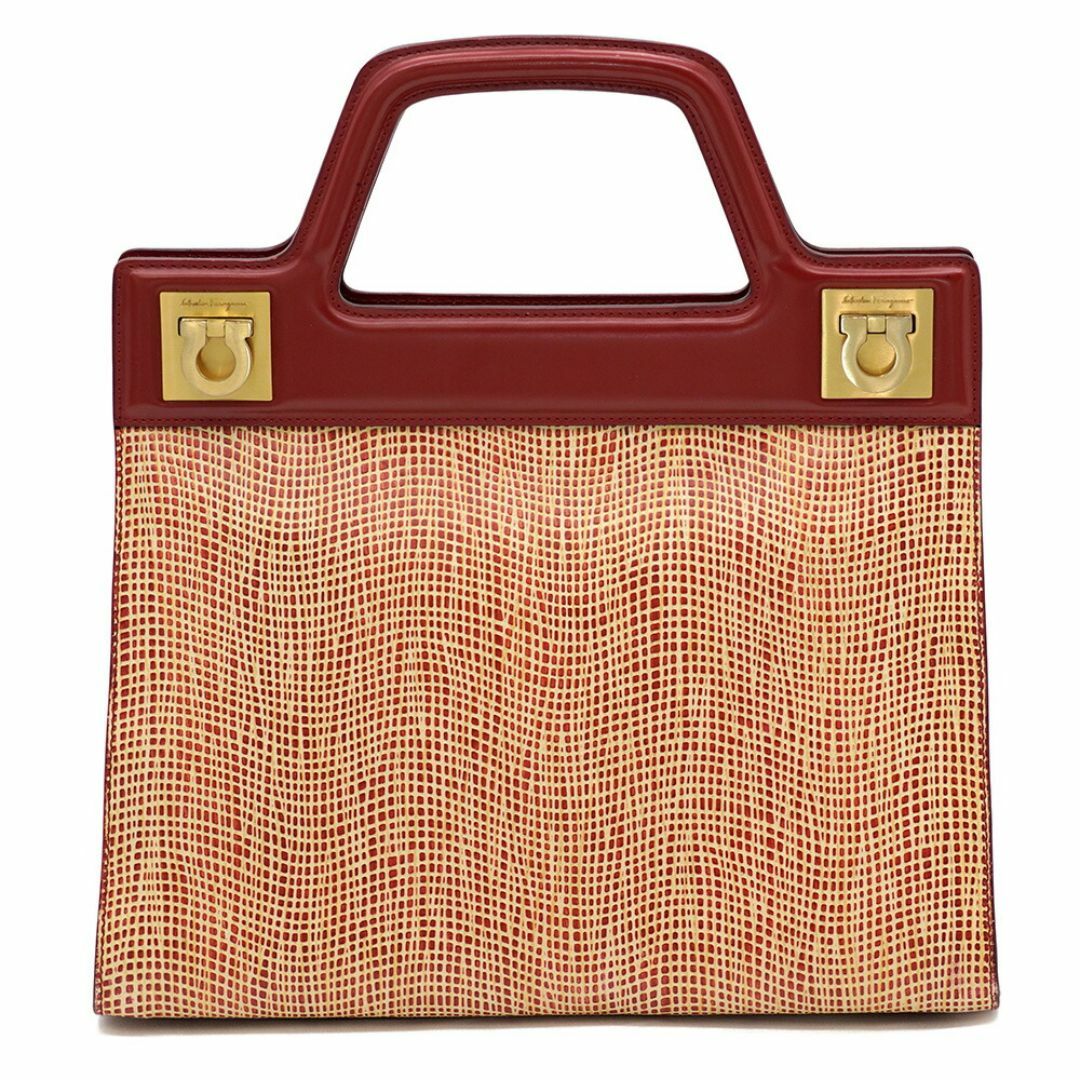 FERRAGAMO -  Salvatore Ferragamo サルヴァトーレフェラガモ   ガンチーニ  2WAY レザー ハンドバッグ ショルダー ストラップ 13541【リユース品】