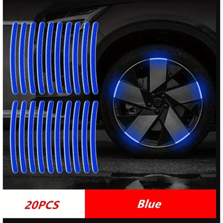 【カー用品】ホイール　反射ステッカー×20　タイヤ　反射板　車　ブルー(車外アクセサリ)