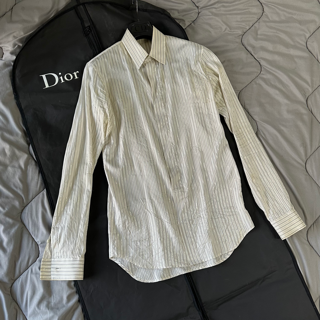 DIOR HOMME - DIOR 19SS 白ストライプ シルクシャツ