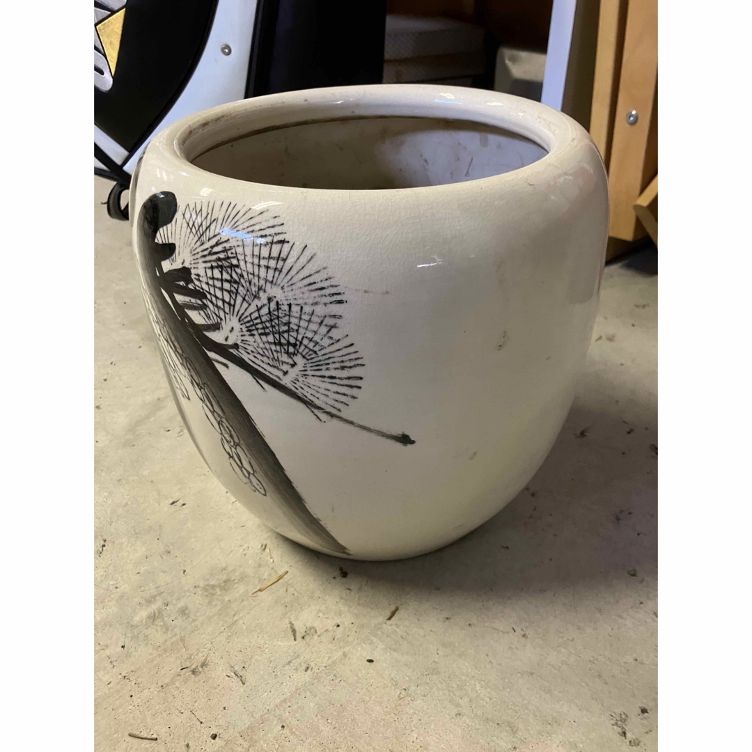 焼物 灰付 火バチ 陶器製 水墨画 墨 火鉢 睡蓮鉢 金魚鉢 メダカ 焼物 灰付 火バチ 陶器製 水墨画 墨 火鉢 睡蓮鉢 金魚鉢 メダカ
