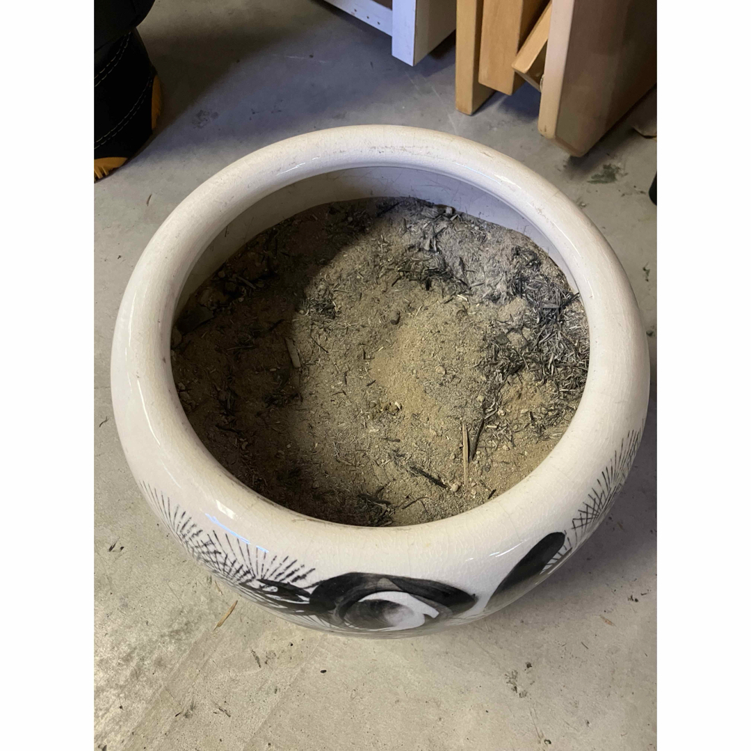 焼物 灰付 火バチ 陶器製 水墨画 墨 火鉢 睡蓮鉢 金魚鉢 メダカ 焼物 灰付 火バチ 陶器製 水墨画 墨 火鉢 睡蓮鉢 金魚鉢 メダカ