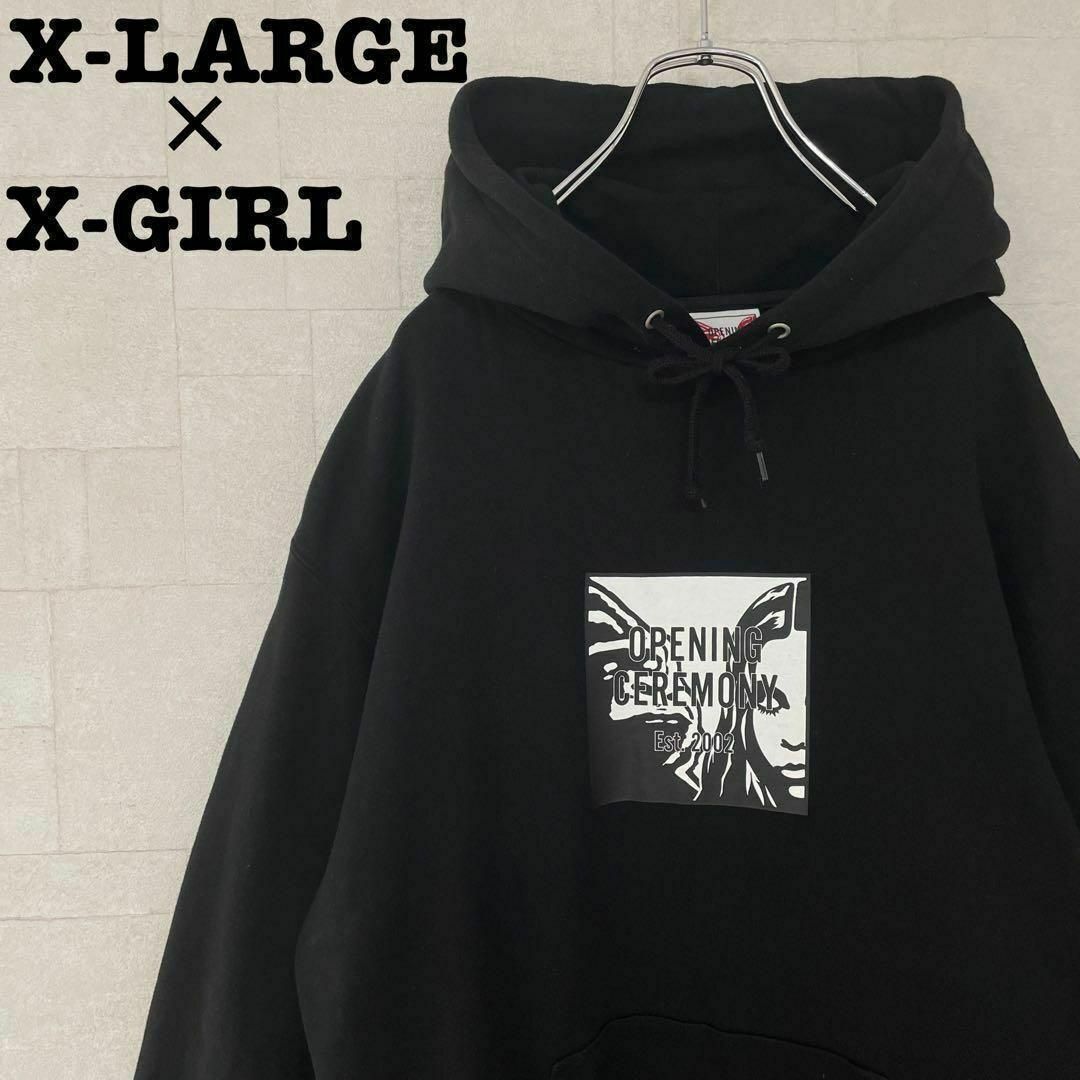 XLARGE - XLARGE×X-girl センター限定コラボパーカー 黒 Mの通販 XLARGE - XLARGE×X-girl センター限定コラボパーカー 黒 Mの通販