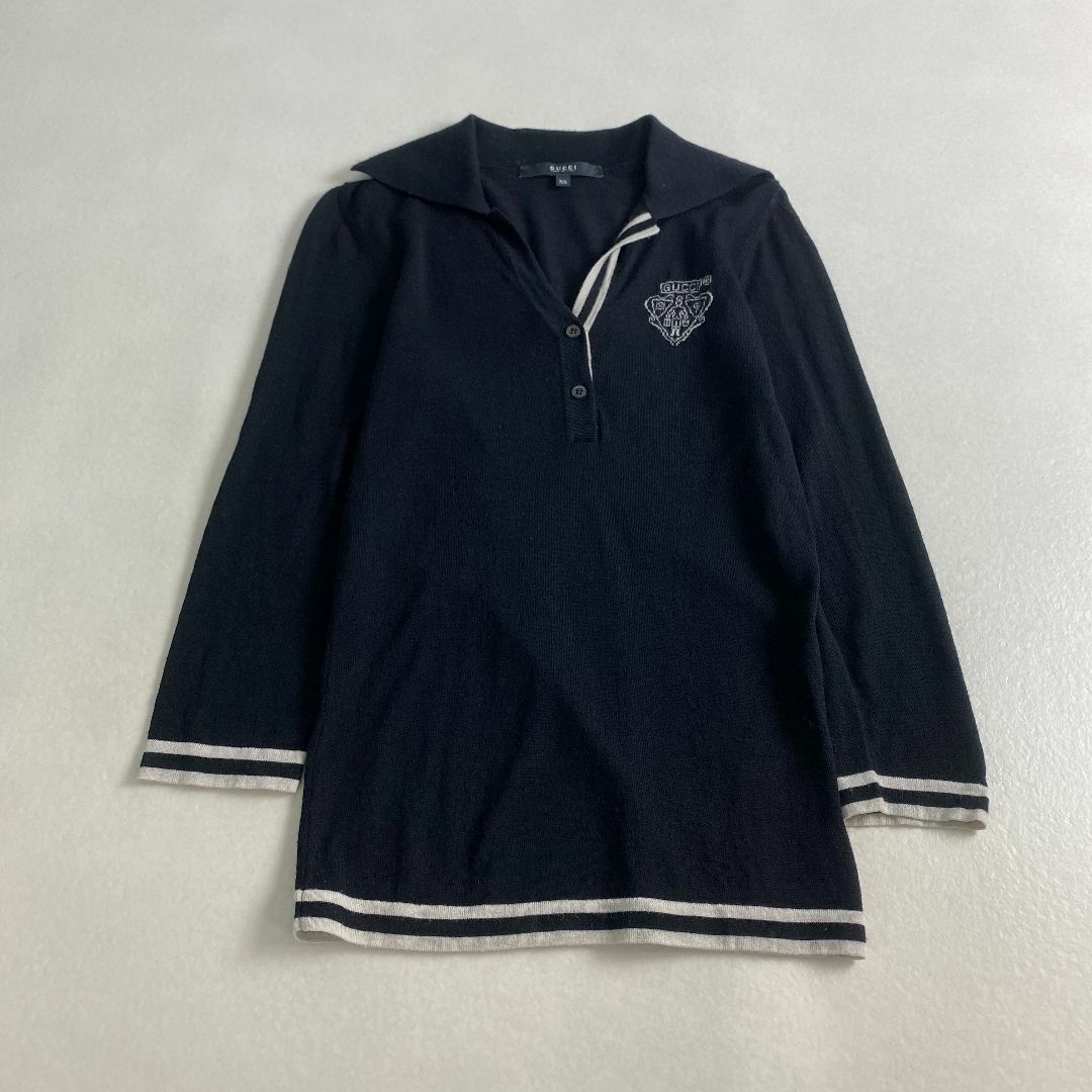 GUCCI - グッチ　カットソー　GUCCI　薄手ニット　ロゴマーク　黒