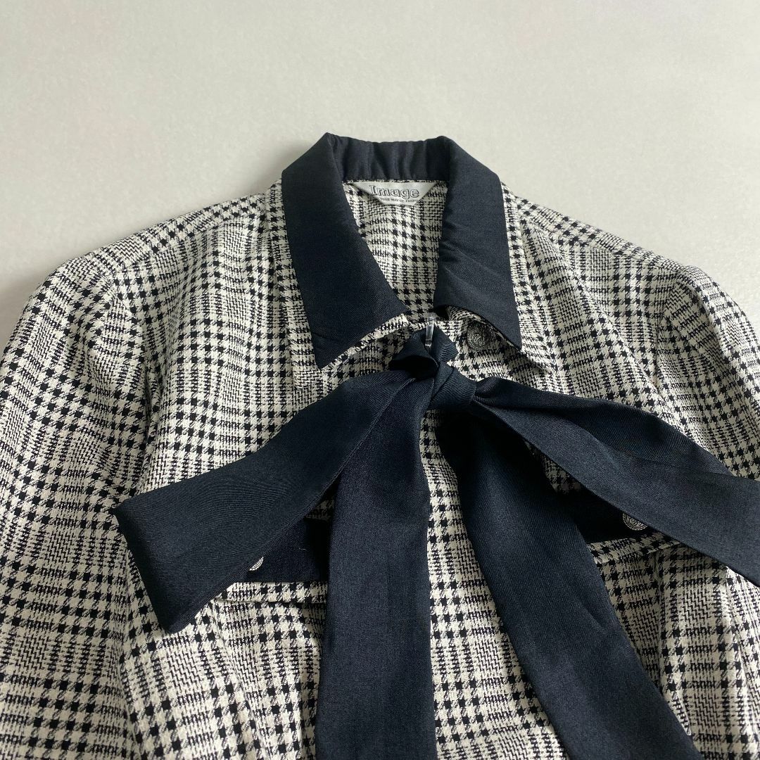 VINTAGE - ヴィンテージ ワンピース 千鳥格子柄 ボウタイ ダブル VINTAGE - ヴィンテージ ワンピース 千鳥格子柄 ボウタイ ダブル