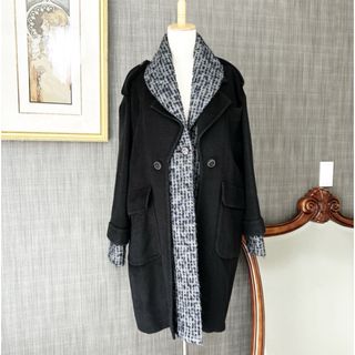 CHANEL - シャネル バイカラー ツイード ノーカラーコートの通販 CHANEL - シャネル バイカラー ツイード ノーカラーコートの通販