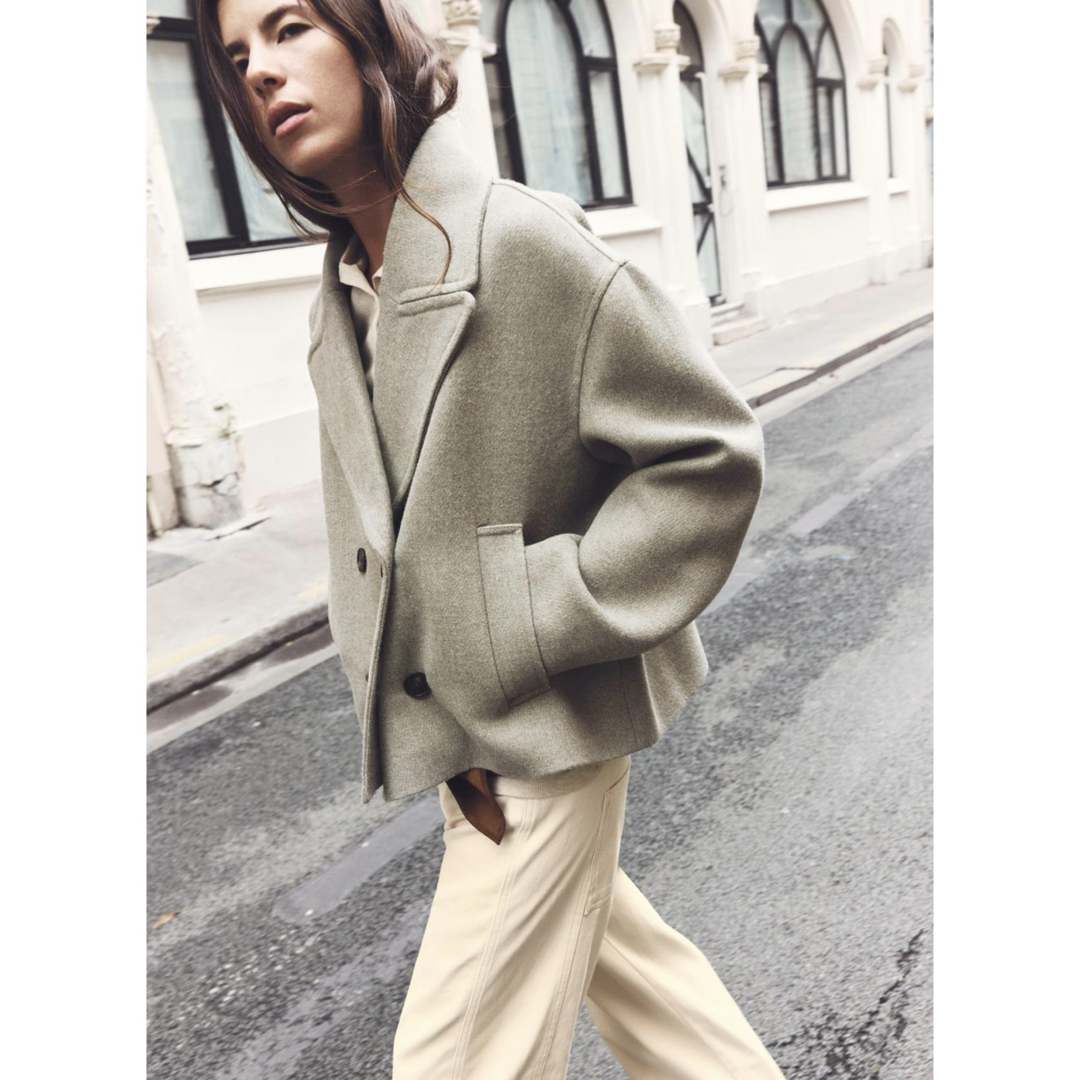 ZARA - ZARA ショート丈ダブルブレストコート ミンク Lサイズ ZARA - ZARA ショート丈ダブルブレストコート ミンク Lサイズ