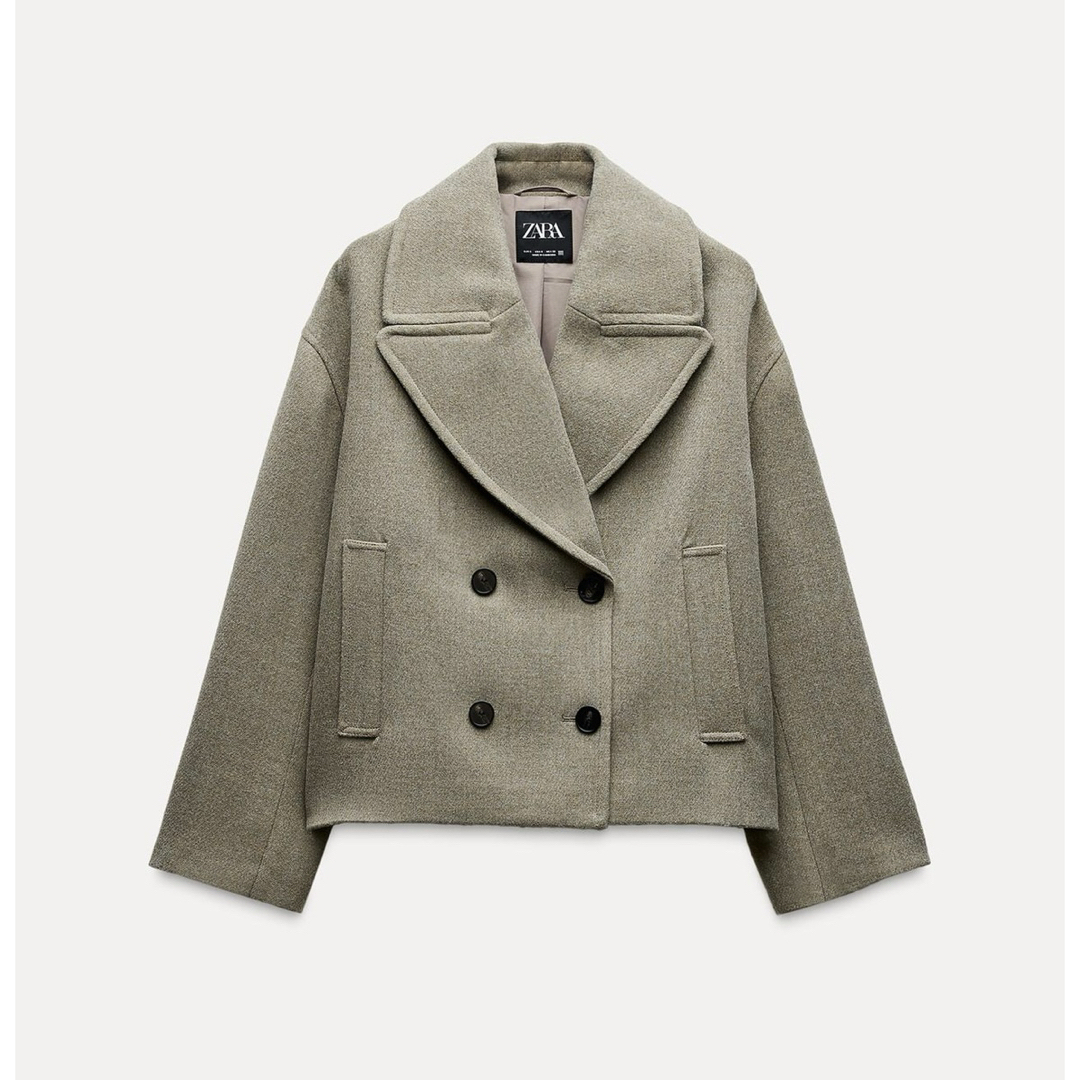 ZARA - ZARA ショート丈ダブルブレストコート ミンク Lサイズ ZARA - ZARA ショート丈ダブルブレストコート ミンク Lサイズ
