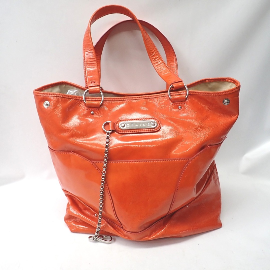 CELINE - セリーヌ トートバッグ エナメルトート オレンジ系 Ft1245431 中古