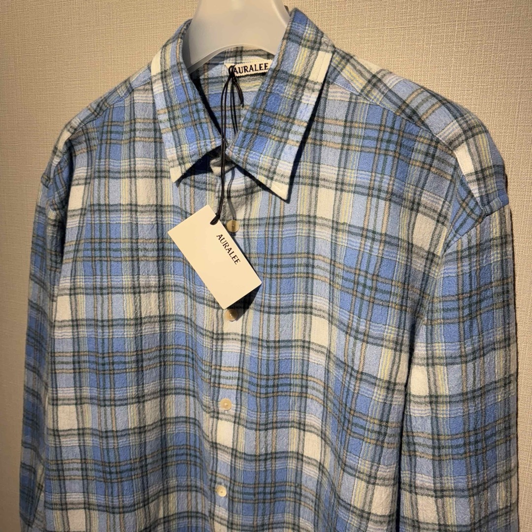 AURALEE - 24AW AURALEE AIRY WOOL CHECK SHIRT 3 タグ付の通販 AURALEE - 24AW AURALEE AIRY WOOL CHECK SHIRT 3 タグ付の通販