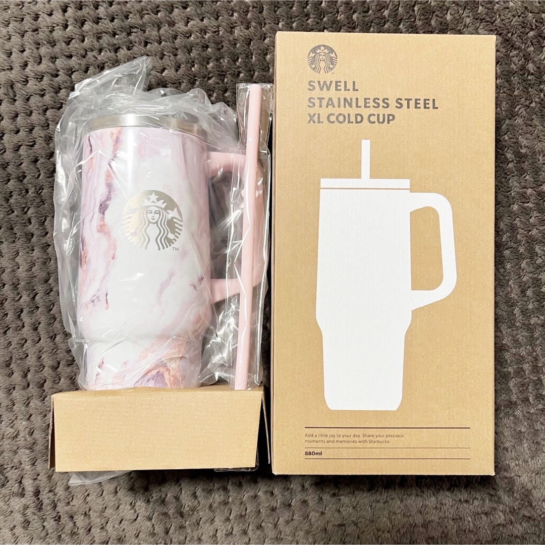 Starbucks - Swell ピンク大理石 ストロー付きタンブラー Starbucks - Swell ピンク大理石 ストロー付きタンブラー