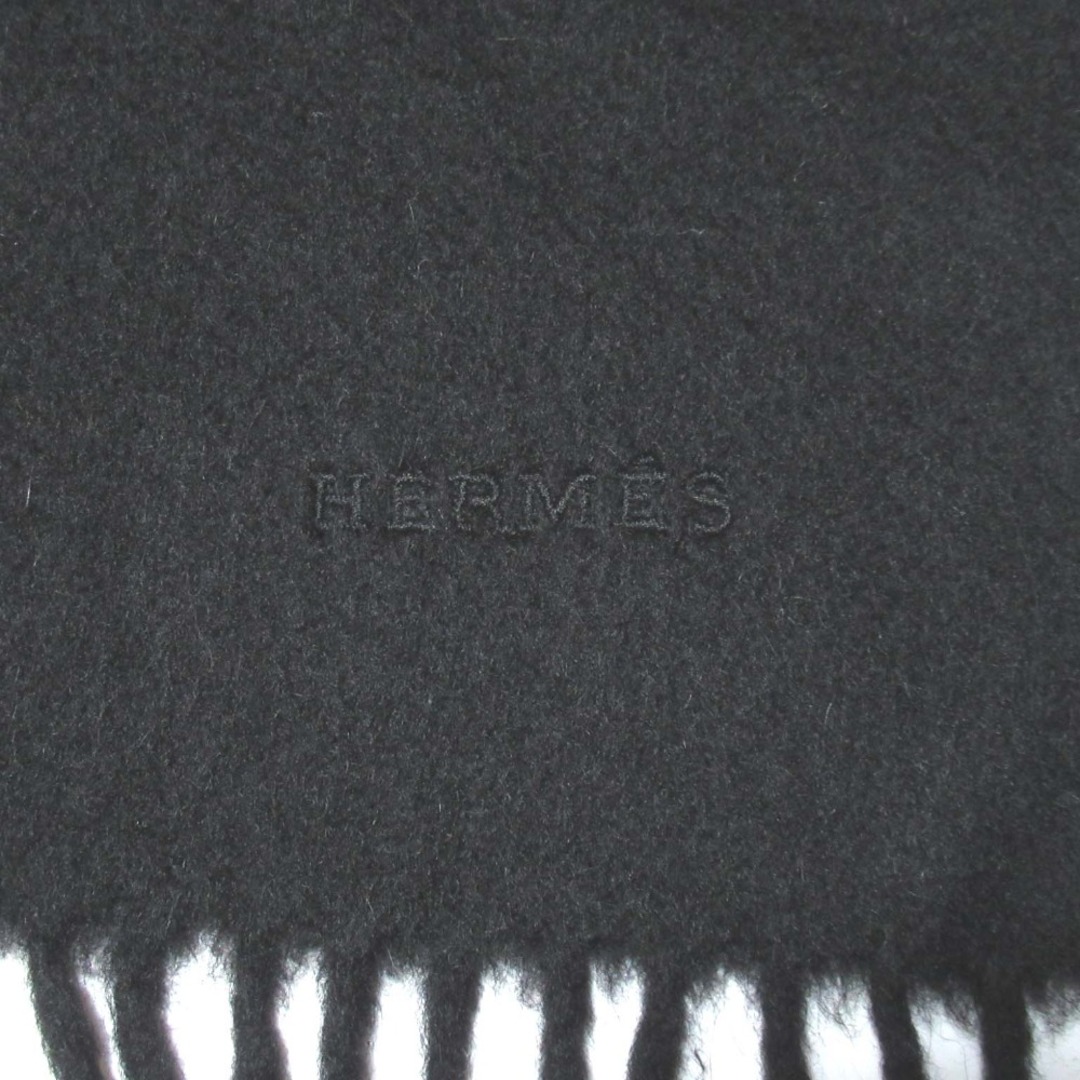 HERMES - 美品 HERMES エルメス ロゴ刺繍 カシミヤ100% フリンジ HERMES - 美品 HERMES エルメス ロゴ刺繍 カシミヤ100% フリンジ