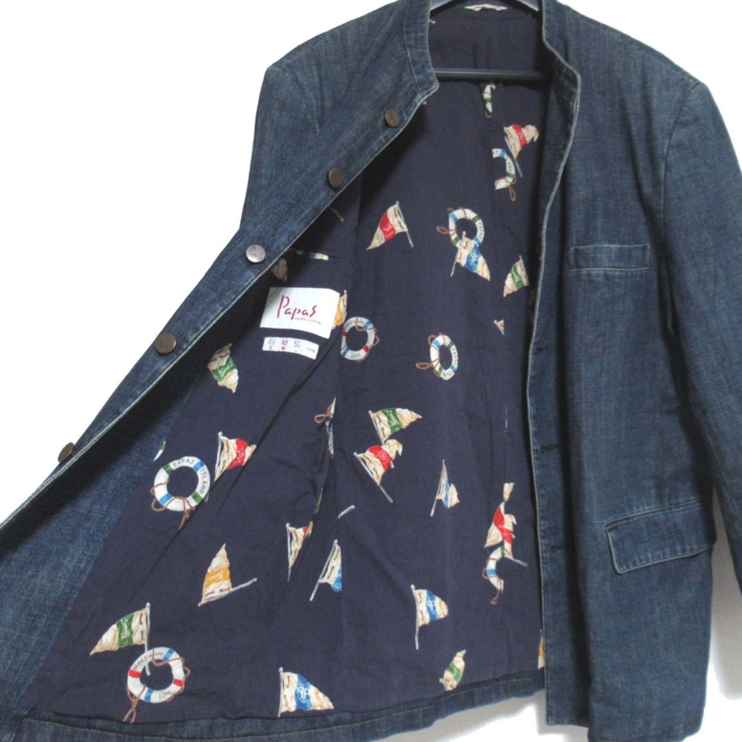 美品 Papas パパス 総柄ライニング デニムジャケット D0451FJ 美品 Papas パパス 総柄ライニング デニムジャケット D0451FJ
