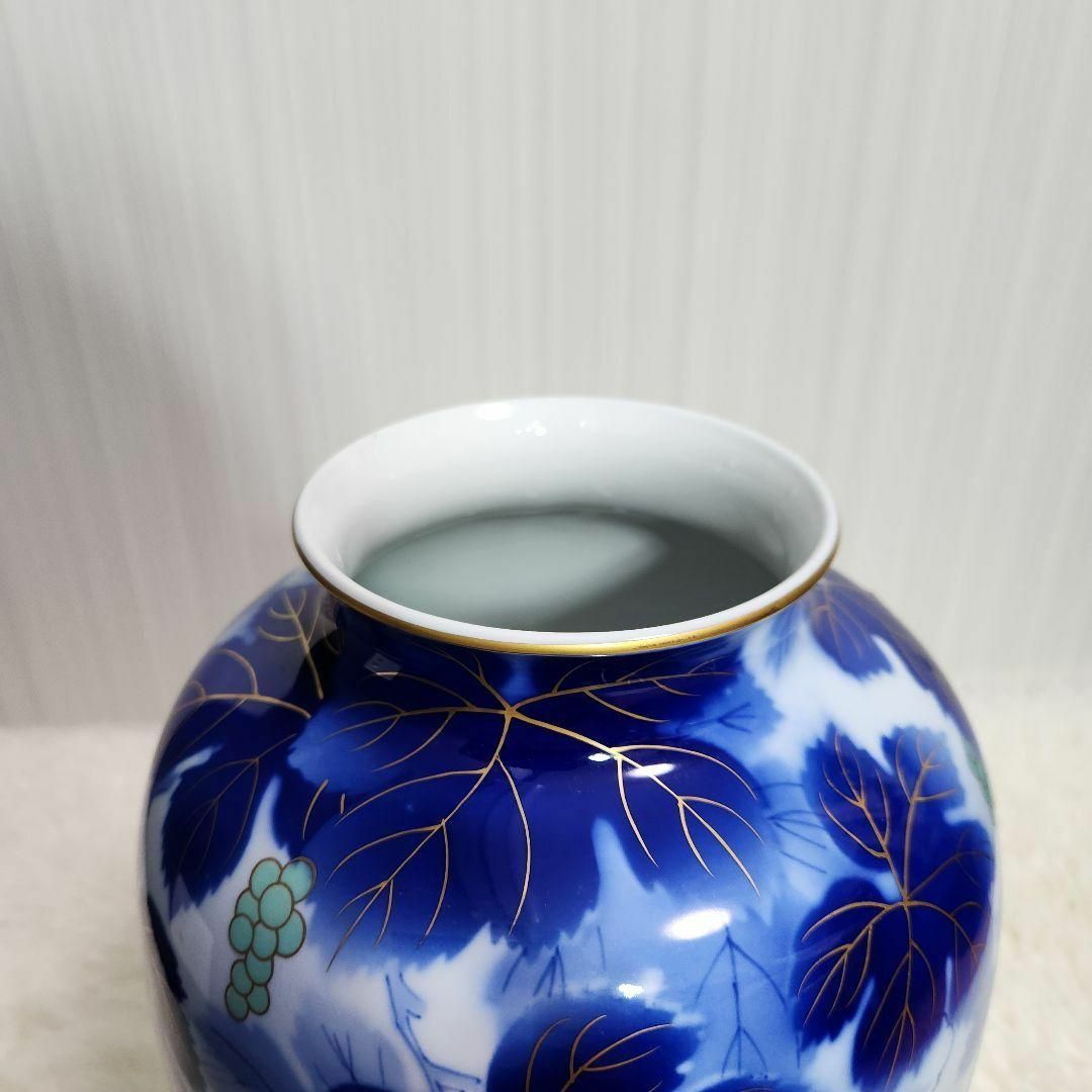 廃盤!希少!】深川製磁 瑠璃 葡萄 花生 14号 38cm 高級美術品 廃盤!希少!】深川製磁 瑠璃 葡萄 花生 14号 38cm 高級美術品