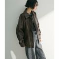 【ブラウン】【F】・ELENCARE DUE 合皮ステンカラーブルゾン