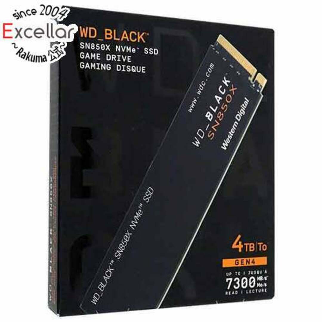 Western Digital(ウエスタンデジタル)のWestern Digital製 内蔵SSD 4TB WD_Black SN850X NVMe SSD WDS400T2X0E-EC スマホ/家電/カメラのPC/タブレット(PC周辺機器)の商品写真
