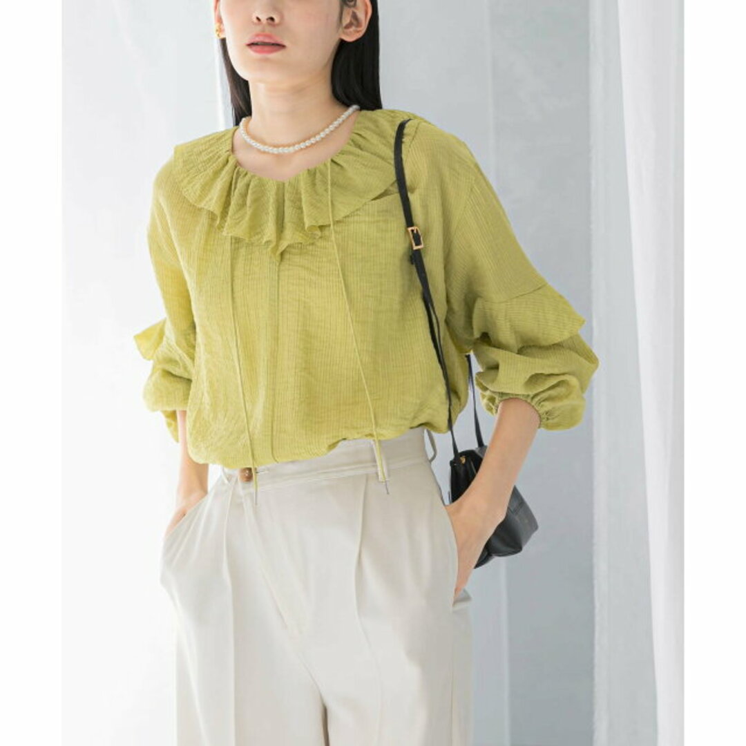 URBAN RESEARCH ROSSO(アーバンリサーチロッソ)の【YELLOW】『WEB/一部店舗限定カラー』楊柳フリルブラウス レディースのトップス(シャツ/ブラウス(長袖/七分))の商品写真
