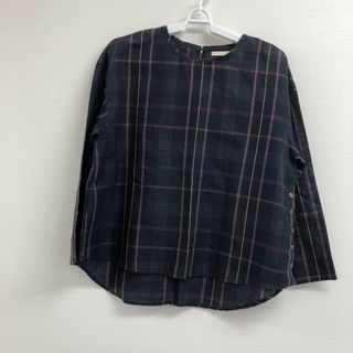 【 MELROSE CLAIRE】メルローズクレール 　紫系　ブラウス　チェック　長袖トップス　カジュアル　ゆったり(シャツ/ブラウス(長袖/七分))