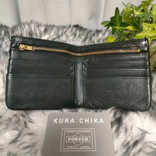 ポーター(PORTER)のポーター 二つ折り財布 レザー ブラック ソーク PORTER 財布 黒SORK(折り財布)